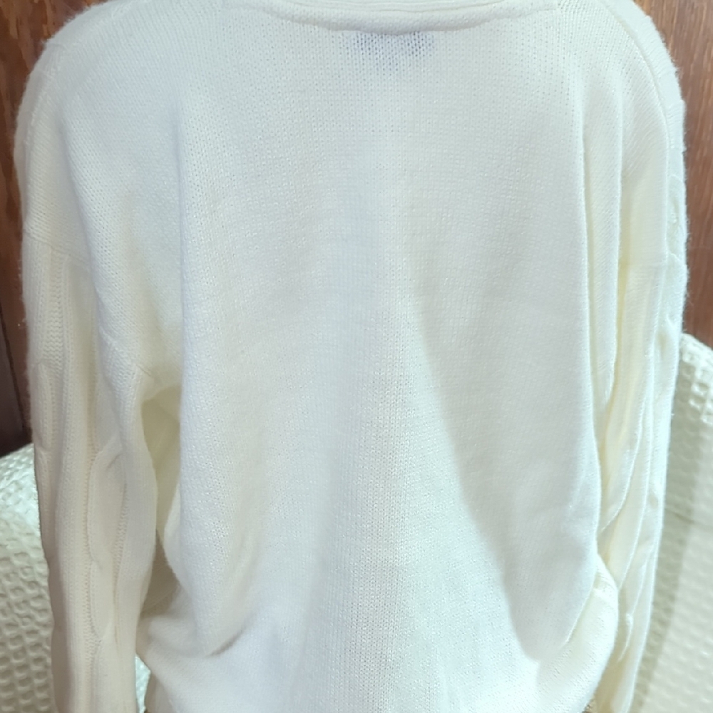 Size XL My Style Women's White Cable Knit Cardigan Sweater - Picture 7 of 16